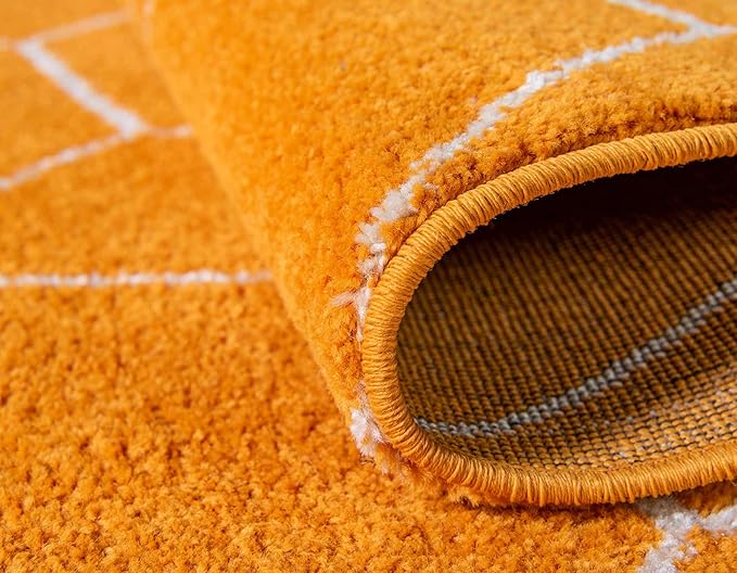 Unique Loom Trellis Frieze Collection Area Rug - Geometric (2' x 13' 1" Runner, Orange/ Ivory)