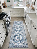 Moynesa Ultra-Thin Washable Runner Rug - 2x6 Blue Laundry Room Rug Washable Kitchen Runners Bathroom Carpet Runner, Oriental Printed Pet Friendly Hallway Runners for Bedroom Entrance Entryway RV