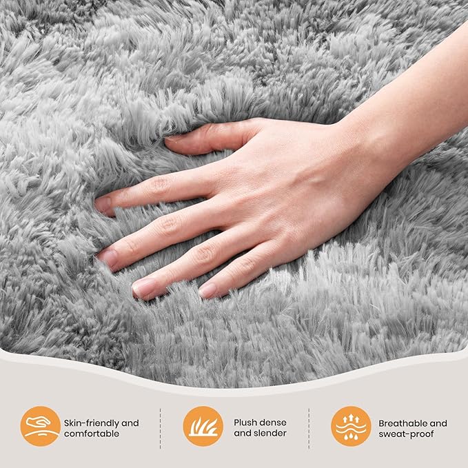 Zentavio Area Rugs for Living Room Large Rugs for Bedroom 6x9 Carpet Fluffy Fuzzy Soft Shag Aesthetic Plush High Pile Gray Throw Rug for Nursery Kids Room Dorm Waved Grey
