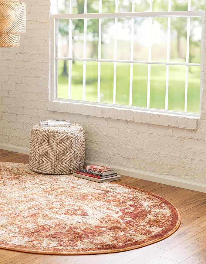 Unique Loom Isabella Collection Area Rug - Adjani (4' 1" x 6' 1" Oval, Rust Red/ Black)