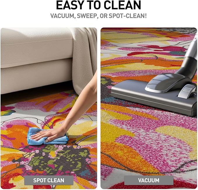 Rugshop Modern Bright Flowers Non-Slip (Non-Skid) Area Rug 20" X 30" Multi