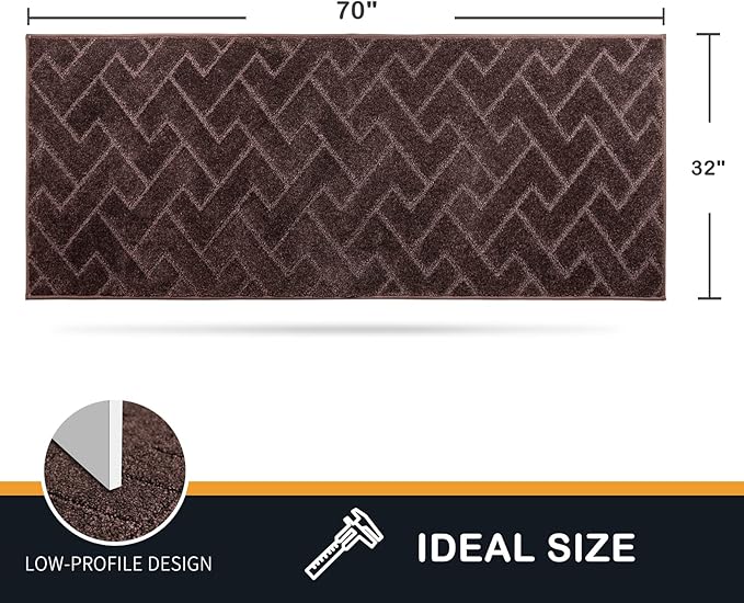 PURRUGS Dirt Trapping Door Mat 32" x 70", Non-Slip Machine Washable Entry Rug, Shoe Scraper, Dog Doormat, Super Absorbent Welcome Mat for Front & Back Door, Muddy Wet Shoes & Paws, Brown