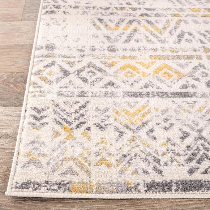 Rugshop Geometric Boho Perfect for high Traffic Areas of Your Living Room,Bedroom,Home Office,Kitchen Area Rug 7'10" x 10' Yellow