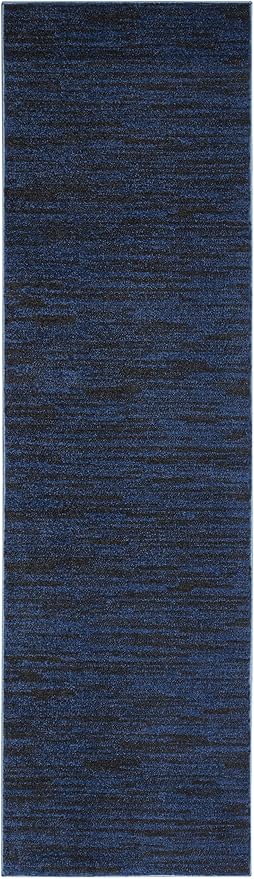 Nourison Home Nourison Essentials Midnight Blue 2'2" x 7'6" Area Rug - Easy Clean, Non Shedding, Bed Room, Living Room, Dining Room, Kitchen (8' Runner)