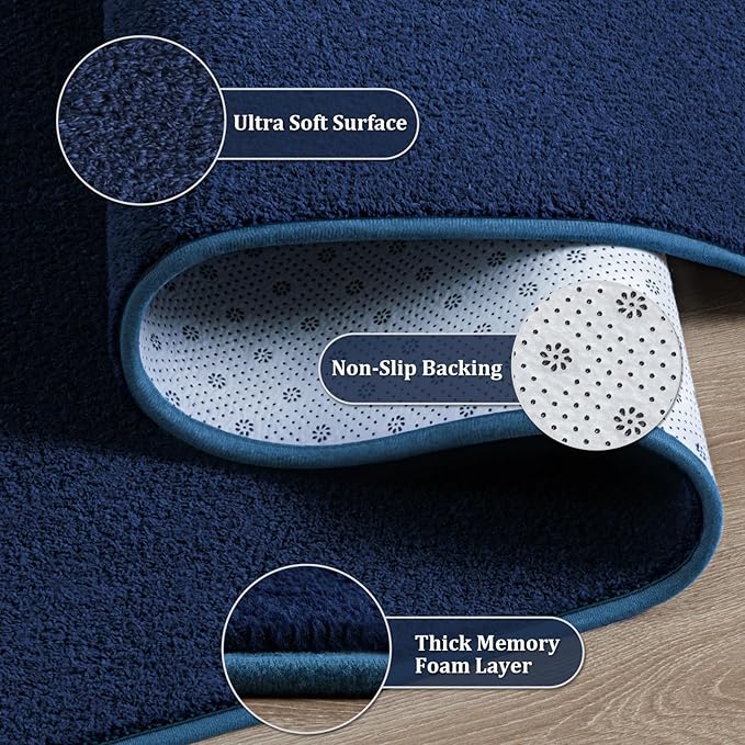Area Rugs for Bedroom Living Room, Navy Blue 4x6 Thickened Memory Foam Washable Rugs, Modern Non-Slip Ultra Soft Minimalist Solid Indoor Carpets for Boys Girls Nursery Room Décor