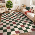 LIVEBOX 8x10 Area Rugs for Living Room Clearance, Checkered Non-Slip Washable Rugs, Farmhouse Neutral Classic Pattern Boys Area Rug for Bedroom, Carpet for Dining Room(Red,8'x10')