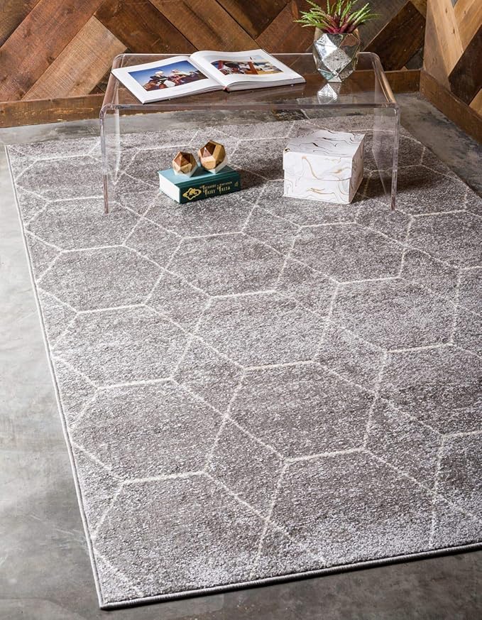 Unique Loom Trellis Frieze Collection Area Rug - Geometric (2' 2" x 3' 1" Rectangle Light Gray/Ivory)