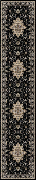 Area Rugs 2'6''x10' Washable Non-Slip, Floral Vintage Distress Print Pattern Medallion Carpet for Living Room Bedroom Dining Room, Black Brown Neutral Dark Tan