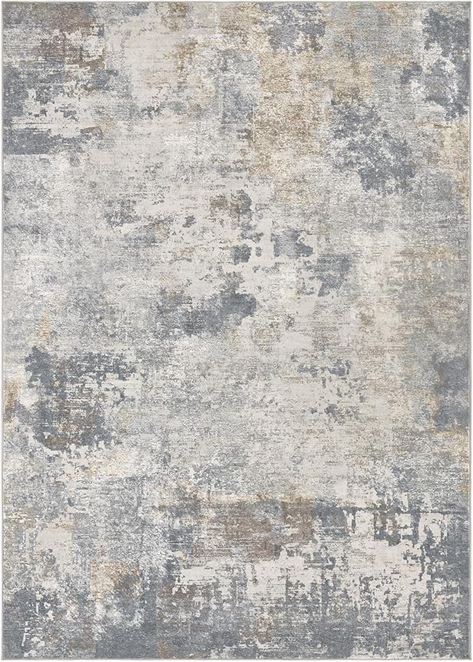 8x10 Area Rug Living Room Rugs - Washable Neutral Modern Abstract Soft Thin Large Rug Indoor Floor No Slip Rug Carpet for Bedroom Under Dining Table Home Office Decor - Blue Grey