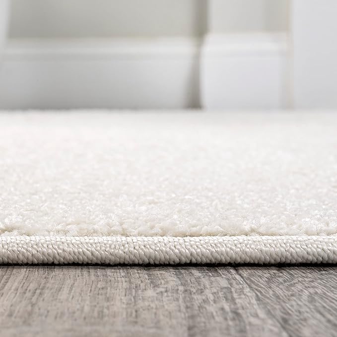 Eyely UES100T-9SQ Supersoft Haze Solid Low-Pile Indoor Area Rug, Coastal, Bohemian, Minimalist, Classic, Casual for Bedroom,Kitchen,Living Room,Non Shedding,Easy-Washing, Cream, 9' Square