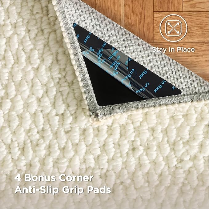 Bedsure 9x12 Faux Wool Area Rugs for Living Room, Machine Washable Carpet, Non-Slip Backing, Pet Friendly Throw Rug for Bedroom Dining Room, Linen