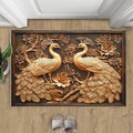Peacock Rugs for Bedroom - 2x3 Rug, European Style Area Rugs for Living Room, Peacock Decor Carpet, Gold Peafowl Washable Area Mat, Luxury Carpet - Peafowl Home Decor & Gifts