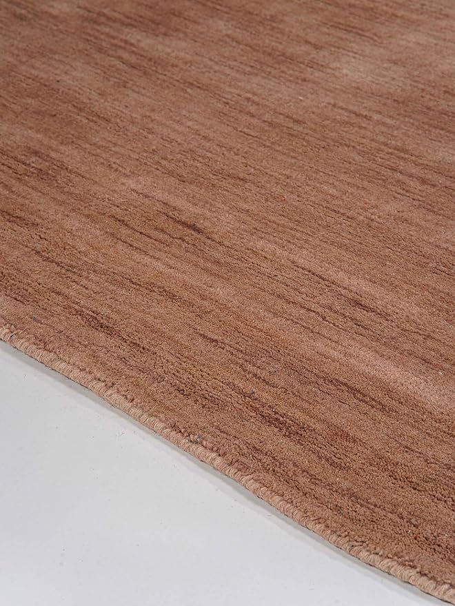 Hand Knotted Loom Wool ECO-Friendly Area Rugs - 3'x5', Rectangle, Light Brown Color, Solid Plain Design, High Pile Thick Handmade Anti Skid Rugs for Living Room (L00111)