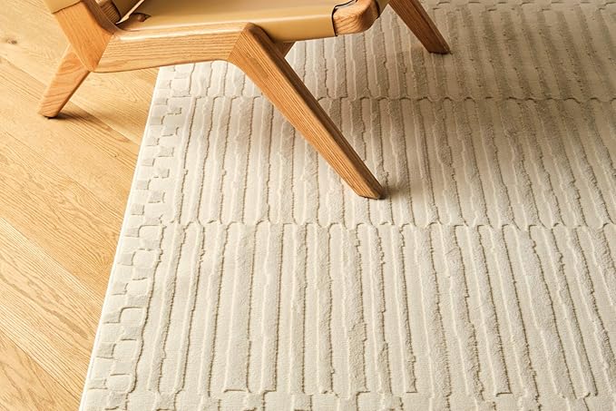 Revival Rugs Soloba 7'10"x10' Washable Area Rug for Living Room Bedroom - 100% Recycled Oeko-TEX Certified, Medium Pile, Beige, Cream