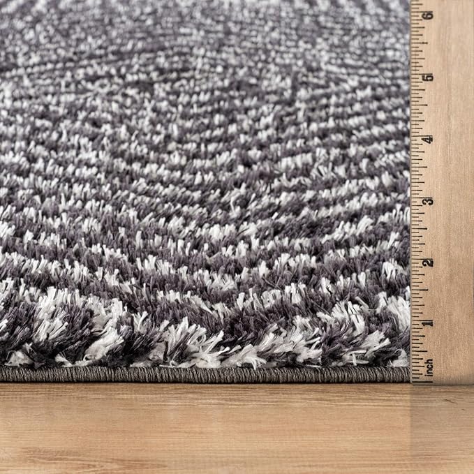 Rugshop Geometric Diamond Stripe Shag Area Rug Anthracite Dark Gray 5' x 7' Great for Bedrooms, Living Rooms, or Under Coffee Tables