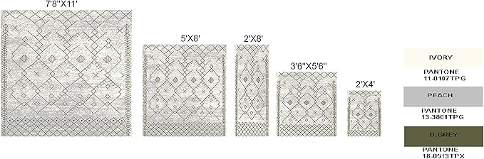 Furnish my Place Trellis Pattern Rug - 5 ft. x 8 ft, Peach, Bohemian Rug with Transitional Design