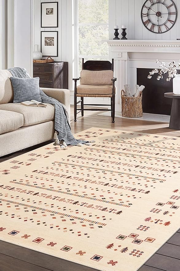 Keen Home Design 6x9 Rug - Machine Washable Area Rug with Non-Slip Backing, Ideal for Living Room, Dining Room, Bedroom - Vintage, Easy Clean, Durable, Low Pile - (6' x 9')