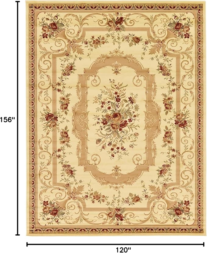 Rugs.com Chateau Collection Rug – 10' x 13' Cream Medium Rug Perfect for Living Rooms, Large Dining Rooms, Open Floorplans