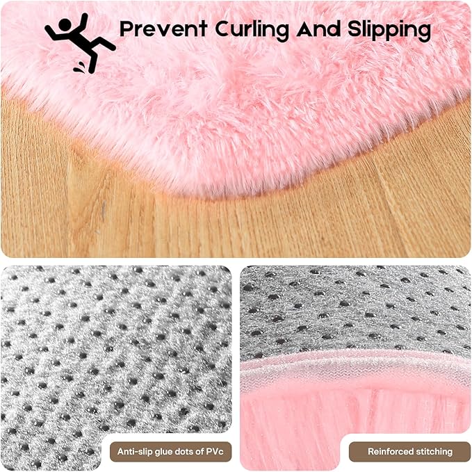 8x10 Area Rugs for Living Room, Fluffy Large Pink Rugs for Bedroom, Soft Shag Fuzzy Non-Slip Carpet for Kids Boys and Girls Nursery Room Dorm Indoor Home Decor (Pink, 8ft x 10ft)