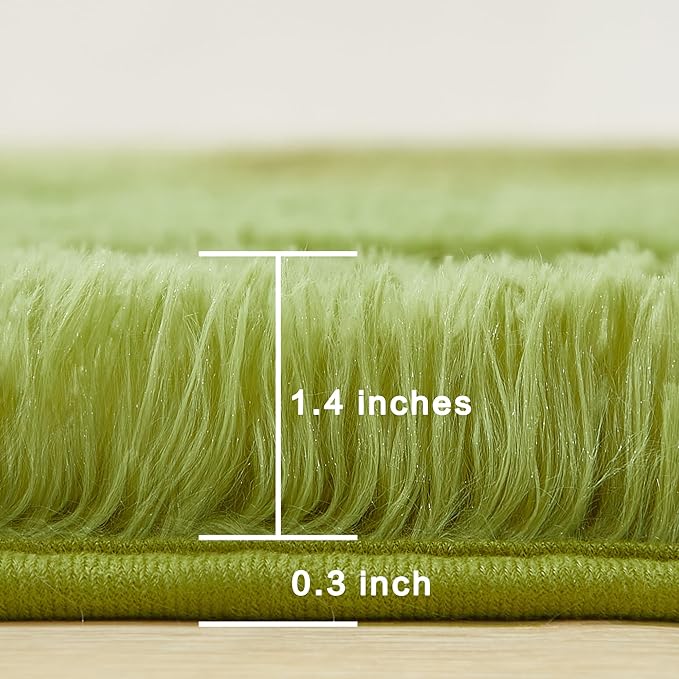 Andency Olive Green Soft Area Rugs for Living Room Bedroom, 3x5 Non-Slip Fluffy Shag Carpet, Indoor Floor Fuzzy Shaggy Living Room Plush Rug for Kids Dorm Nursery Home Decor Aesthetic