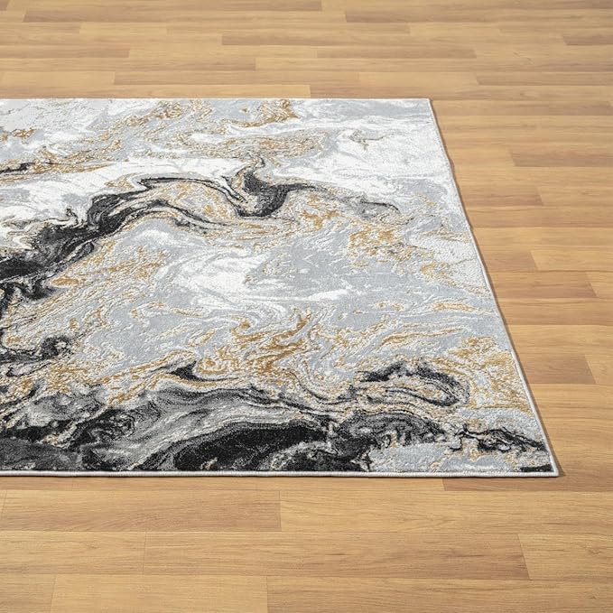 LUXE WEAVERS Marble Swirl Abstract Area Rug, Smoke 4x5