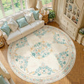 jinchan Round Rug 8ft Area Rug Vintage Floral Distressed Design Machine Washable Soft Non-Slip Low-Pile Ultra-Thin Circle Rug for Living Room Dining Room Bedroom Home Office (8' Round, Apricot Multi)