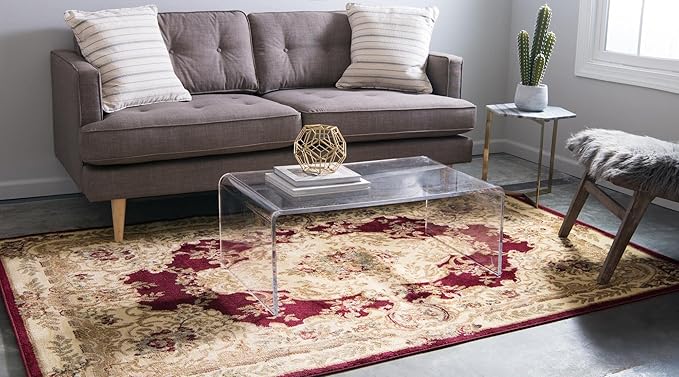 Rugs.com Chateau Collection Rug – 10' x 13' Red Medium Rug Perfect for Living Rooms, Large Dining Rooms, Open Floorplans