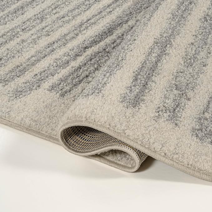 JONATHAN Y Khalil Modern Berber Stripe Cream/Gray Indoor Area Rug, 5x8, Contemporary, Bohemian, Easy-Cleaning for Living Room, Bedroom, Kitchen, Pet Friendly, Non-Shedding (MOH207C-5)