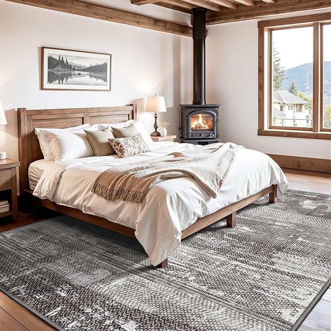 LUMI Washable Area Rug 8x10 for Living Room, Ultra Soft Stain Resistant Carpet with Non Slip Rubber Backing, Non-Shedding Low Pile Rugs for Bedroom, Dining Room, Indoor, Office