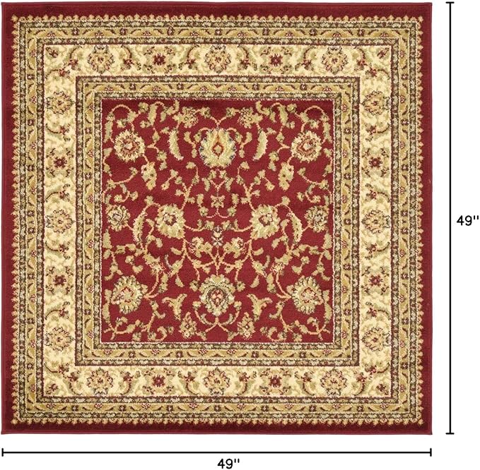 Unique Loom Voyage Collection Traditional Oriental Classic Intricate Design Area Rug (4' 0 x 4' 0 Square, Red/Gold)
