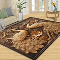 Peacock Rugs for Bedroom - 8x10 Rug, European Style Area Rugs for Living Room, Peacock Decor Carpet, Gold Peafowl Washable Area Mat, Luxury Carpet - Peafowl Home Decor & Gifts