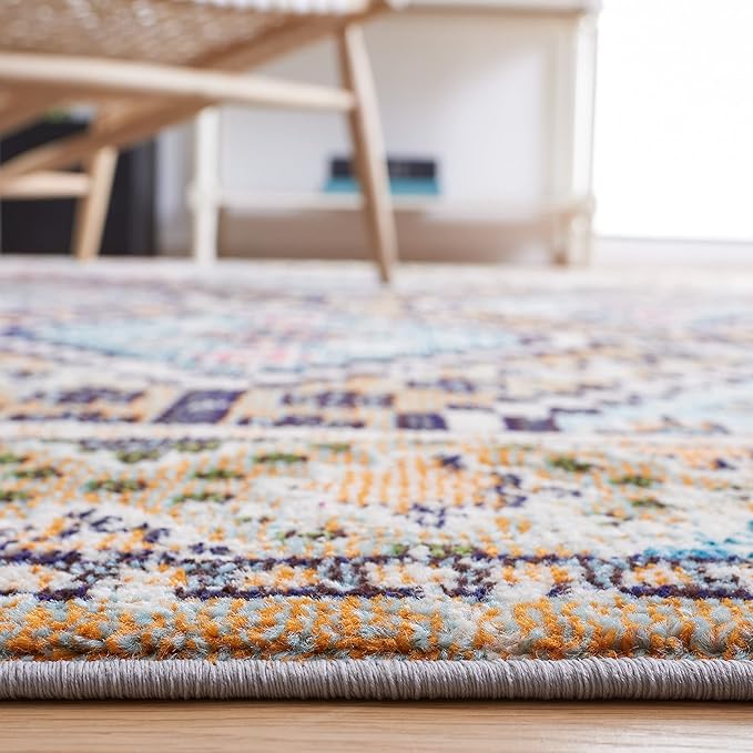 SAFAVIEH Madison Collection Accent Rug - 3' x 5', Orange & Beige, Boho Diamond Distressed Design, Non-Shedding & Easy Care, Ideal for High Traffic Areas in Entryway, Living Room, Bedroom (MAD418P)