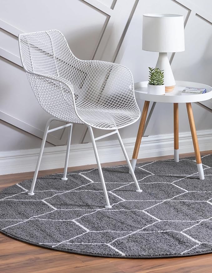 Unique Loom Trellis Frieze Collection Area Rug - Geometric (4' x 6' Oval, Dark Gray/ Ivory)