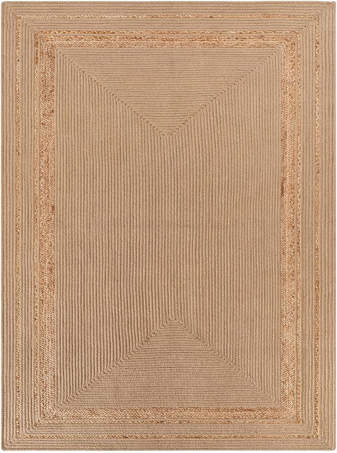 DEXI Jute Rug Natural Fiber 6x9, Braided Woven Area Rugs No Shed, Large Soft Neutral Rustic Carpet Mat for Indoor Entryway Outdoor Patio Dining Living Room Bedroom Farmhouse, Beige/Natural