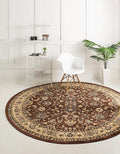Unique Loom Sialk Hill Collection Area Rug - Washington (4' 1" Round Brown/Black)