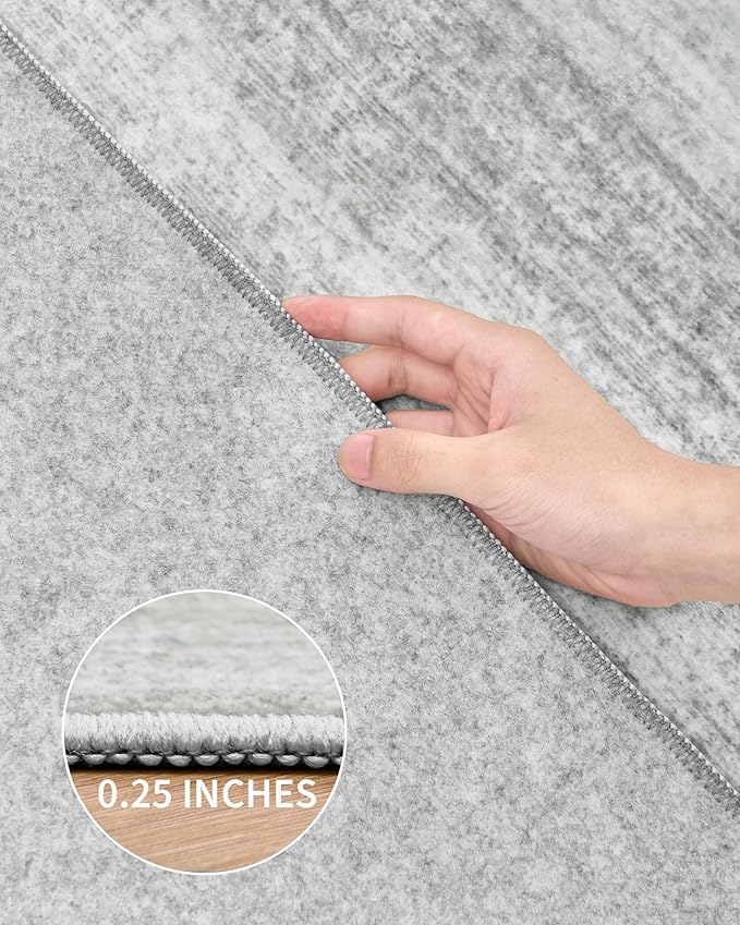 Art&Tuft Non-Slip Runner Rug - 2.5x14 Runner Rug Washable Low-Pile Rugs Runners, Soft Distressed Carpet Runner for Bedroom Bathroom Kitchen Laundry Living Room, Grey