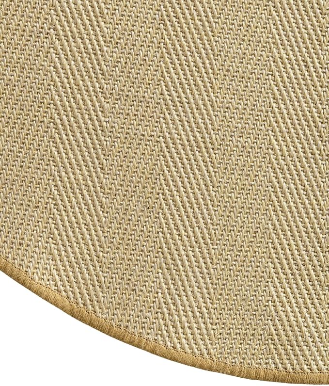 DEXI Round Sisal Rug Natural Fiber 6x6, Braided Woven Area Rugs No Shed, Large Soft Neutral Rustic Carpet Mat for Indoor Outdoor Patio Dining Living Room Bedroom Farmhouse, 6ft, Natural