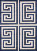 Unique Loom Athens Collection Classic Geometric Modern Border Design Area Rug (7' 0 x 10' 0 Rectangular, Navy Blue/ Beige)