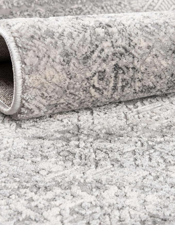 Unique Loom Finsbury Collection Area Rug - Sarah (2' x 8' Runner, Gray/ Ivory)
