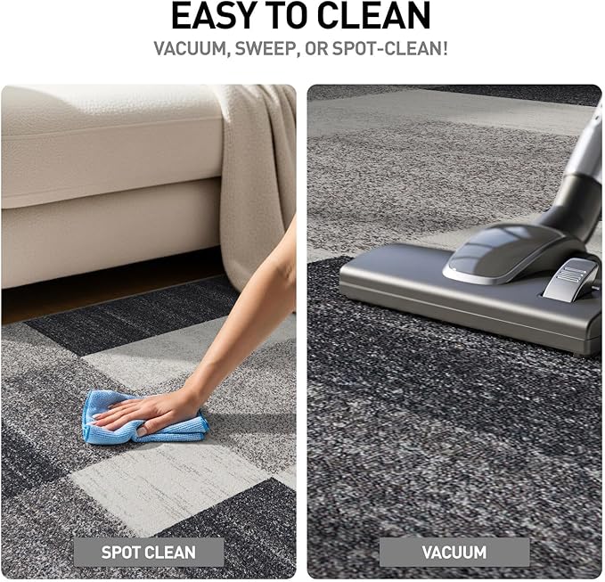 Rugshop Gray Modern Geometric Boxes Non-Slip Area Rug Non-Shedding for Living Room, Bedroom and Dining Area, 10' x 14'