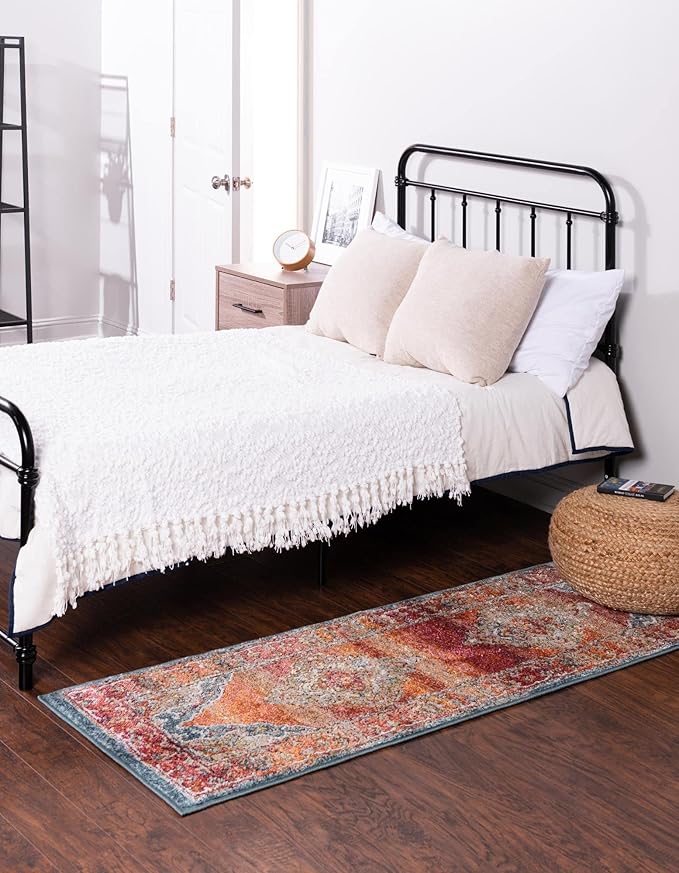 Unique Loom Isabella Collection Area Rug - Rossellini (2' x 8' Runner, Rust Red/ Beige)