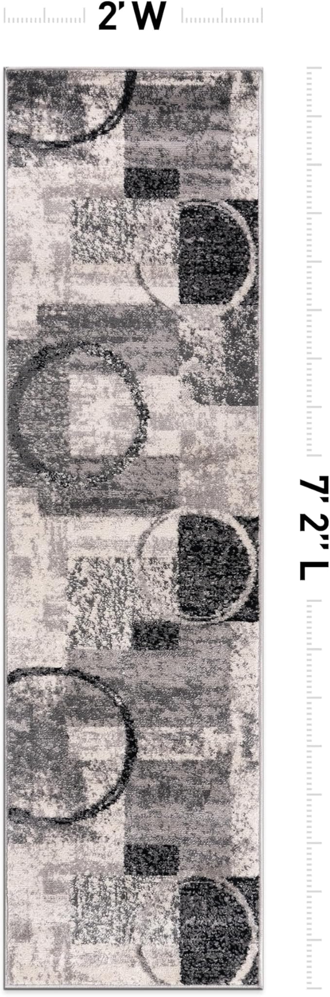Rugshop Contemporary Circle Design Runner Rug, Non-Shedding Carpet for Hallway, Kitchen, or Entryway, Cream, 2' x 7'2"