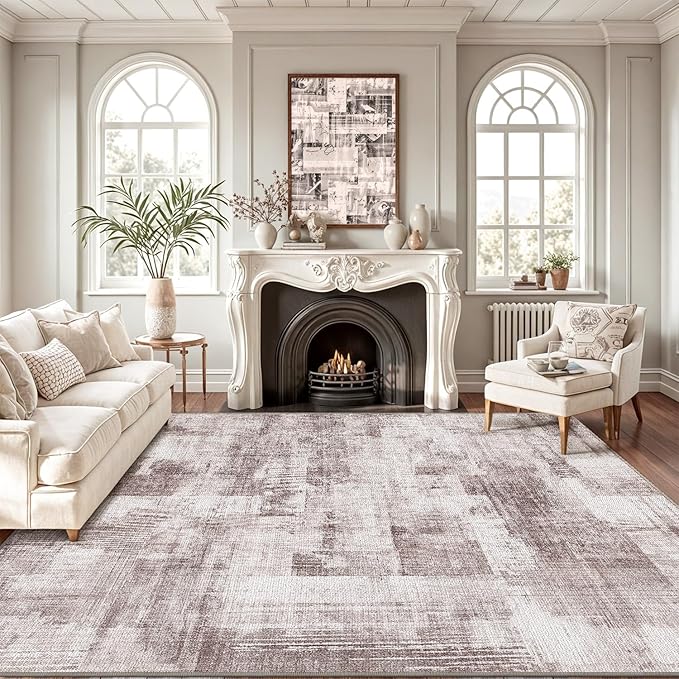 LUMI 4x6 Washable Low-Pile Area Rug for Living Room, Ultra Soft Modern Abstract Rugs Non Slip with Rubber Backing, High Traffic, Stain Resistant Carpets, Ideal for Bedroom, Dining Room, Indoor