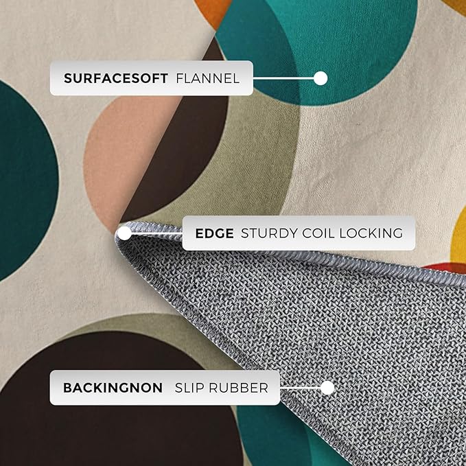 Mid Century Modern Rugs for Home Decor, 6x9 ft, Boho Geometric Circle Area Rugs for Living Room, Soft Non Slip Washable Abstract Geometry Carpet Bedroom Decorations Dt-Ghf-19