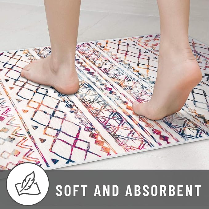 KUTA 5x7 Living Room Rug, Moroccan Large Multi-Color Area Rugs Washable Boho Non-Slip, Ultra Soft Geometric Traditional Farmhouse Carpet for Living Dining Room Bedroom Dorm Office Home Décor