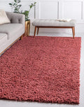 Unique Loom Davos Shag Collection Area Rug - Solid (9' x 12' Rectangle, Poppy)