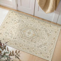 SERISSA Boho Rugs for Entryway, 2x3 Beige Entryway Rug Non-Slip Washable Small Area Rug, Ultra Soft Oriental Vintage Low-Pile Indoor Door Mat Floor Carpet for Entrance Bedroom Kitchen Bathroom