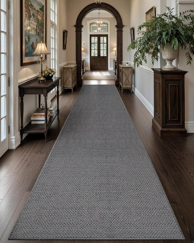 Color&Geometry Door Mat 3'x10' Runner Rug with Rubber Backing, Non Slip Washable Hallway Rug, Carpet Runners for Hallway Living Room Bedroom, Light Grey (Rolled-up NO Creases)