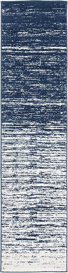SAFAVIEH Adirondack Collection Runner Rug - 2'6" x 14', Navy & Ivory, Modern Ombre Design, Non Shedding & Easy to Clean, Ideal for Hallway, Foyer, Kitchen, Entryway, Bedroom (ADR113N)