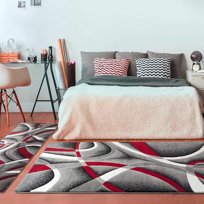 Persian Area Rugs 2305 Gray 4 ft x 5 ft Modern Abstract Area Rug